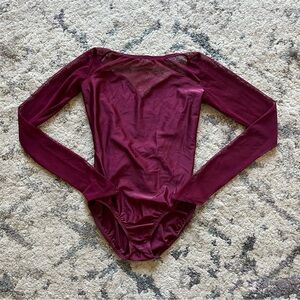 Hamilton’s Theatrical Supplies Burgundy Long Sleeve Mesh Open Back Leotard